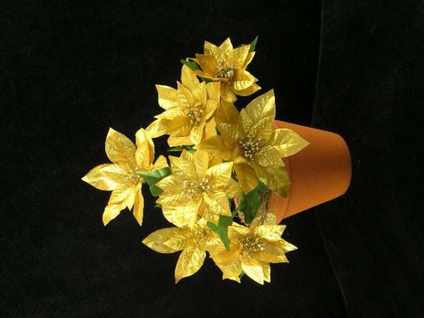 Gold Metallic Large Poinsettia Bush (Lot Of 12)  |   Silk Flower Bushes Silk Flowers & Floral Silk Flower Bushes