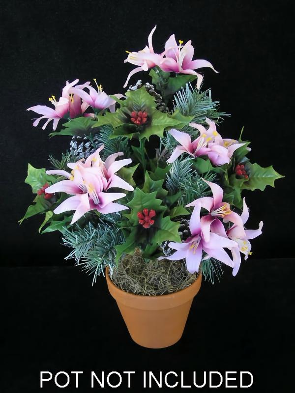 Holly-Lily-Pine Bush (Lot Of 1)  |   Silk Flower Bushes Silk Flower Bushes Silk Flower Bushes