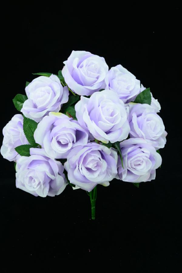 Lavender Open Rose Bush X11 (Lot Of 1)  |   Silk Flowers Silk Flowers Silk Flowers