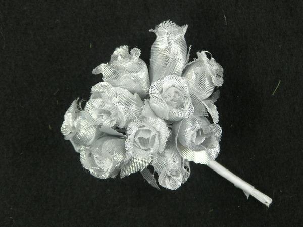 Miniature Silk Flower Rosebuds, Silver/Silver (Lot Of 12 Bunches)  |   Craft & Bridal Flowers Craft & Bridal Flowers Craft & Bridal Flowers