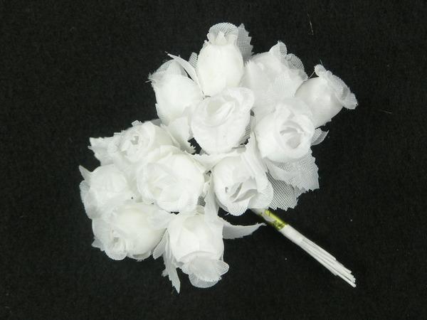 Miniature Silk Flower Rosebuds, White/White (Lot Of 12 Bunches)  |   Craft & Bridal Flowers Craft & Bridal Flowers Craft & Bridal Flowers