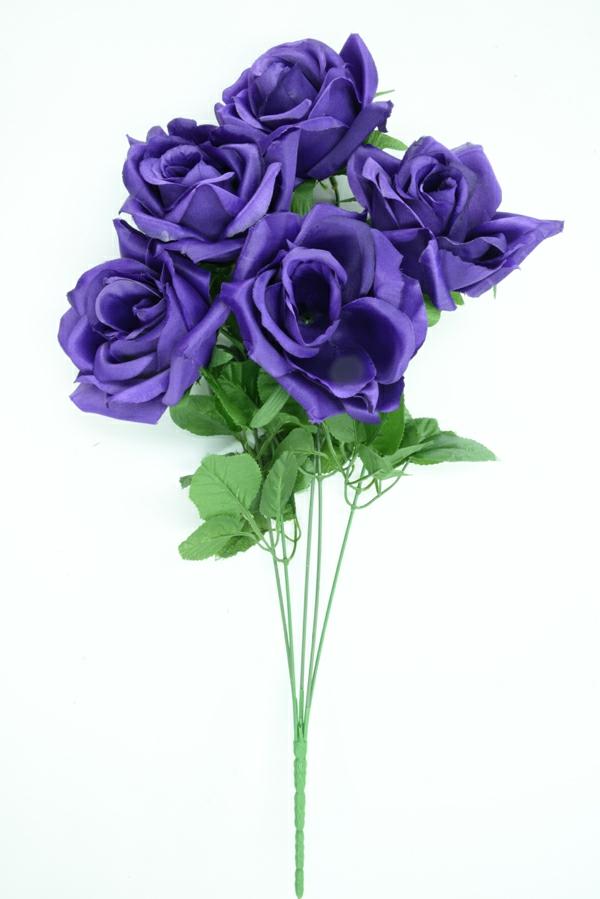 Purple Satin May Rose Bush X5 (Lot Of 1)  |   Silk Flowers Silk Flowers Silk Flowers