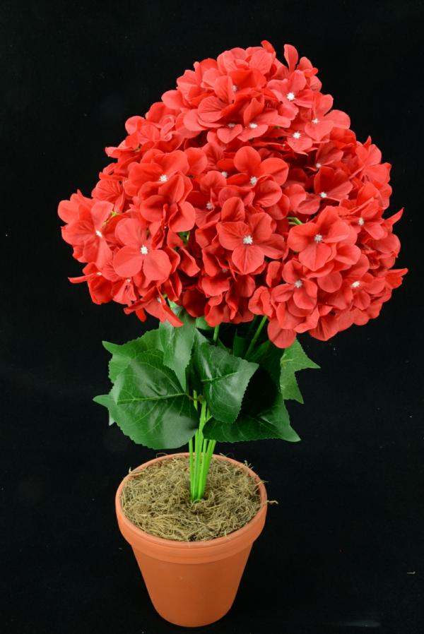 Red Hydrangea Bush X7 (Lot Of 1)  |   Silk Flowers Silk Flowers Silk Flowers