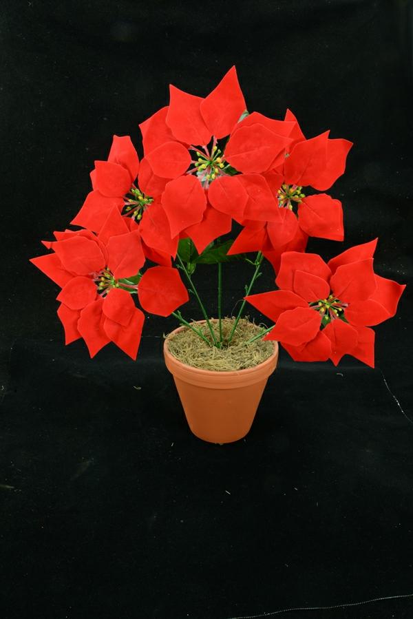 Red Micro-Peach Fabric Poinsettia Bush X 5 (Lot Of 1 Bush)  |   Silk Flower Bushes Silk Flower Bushes Silk Flower Bushes