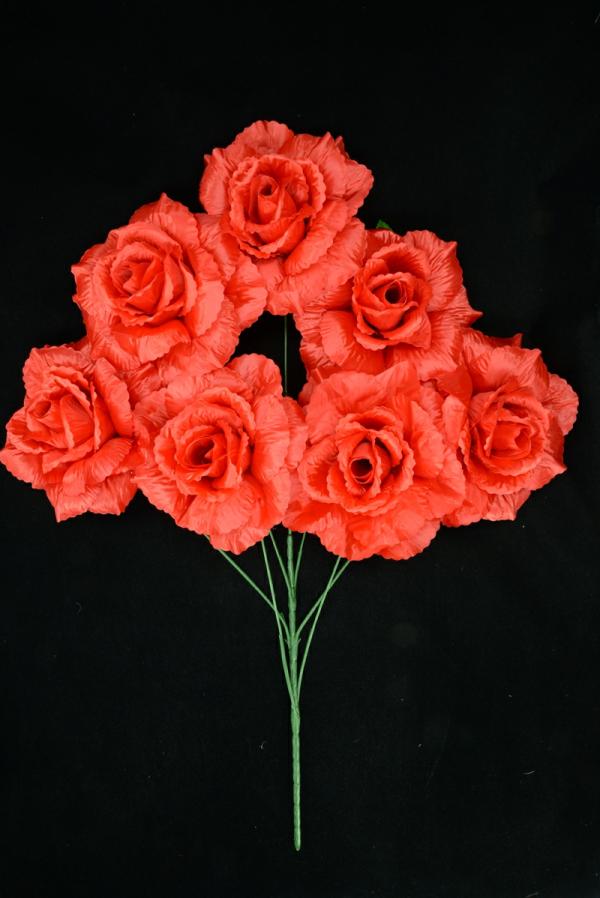 Red Open Rose Bush X7 (Lot Of 1)  |   Silk Flower Bushes Silk Flower Bushes Silk Flower Bushes