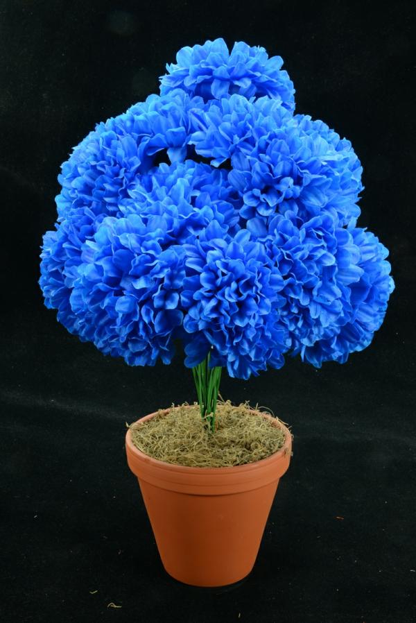 Royal Blue Carnation-Mum Bush X12 (Lot Of 1)  |   Silk Flower Bushes Silk Flower Bushes Silk Flower Bushes