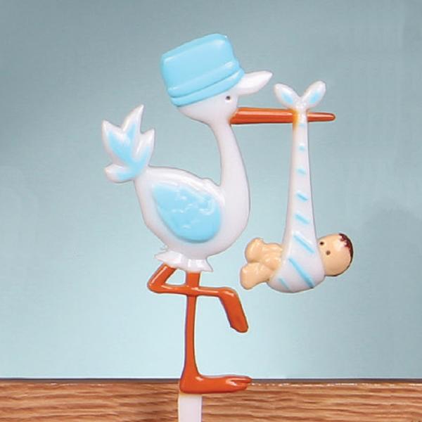 Stork With Baby Pick Sign, Cake Topper, White With Blue (Lot Of 1 Bag – 12 Picks Per Bag)  |   Cake Toppers Cake Toppers Cake Toppers