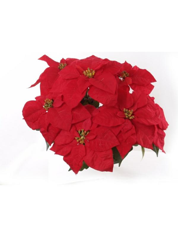 Weatherproof Red Velvet Poinsettia Bush With 7 – 12 Inch Heads (Lot Of 1 Bush)  |   Silk Flowers Silk Flowers Silk Flowers