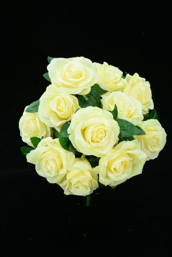 Yellow Open Rose Bush X11 (Lot Of 1)  |   Silk Flower Bushes Silk Flower Bushes Silk Flower Bushes