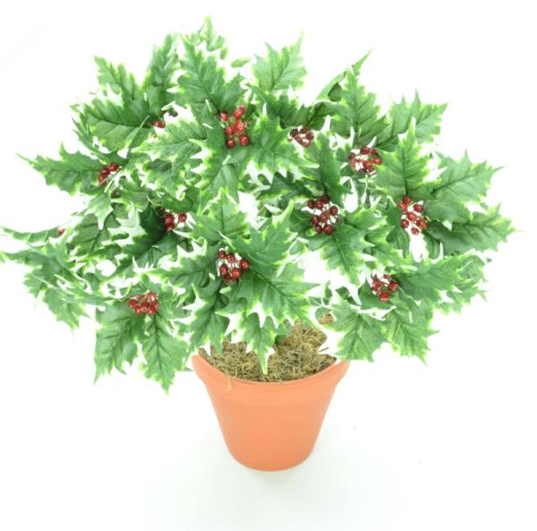 Varigated Holly Bush X12 (Lot Of 1)  |   Silk Flower Bushes Silk Flower Bushes Silk Flower Bushes