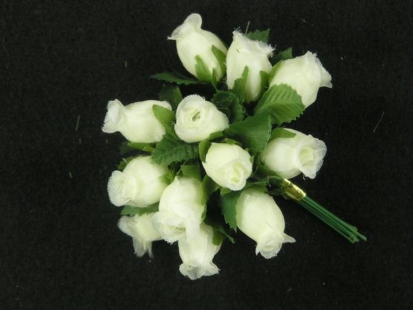 Miniature Silk Flower Rosebuds, Ivory/Green (Lot Of 12 Bunches)  |   Craft & Bridal Flowers Craft & Bridal Flowers Craft & Bridal Flowers