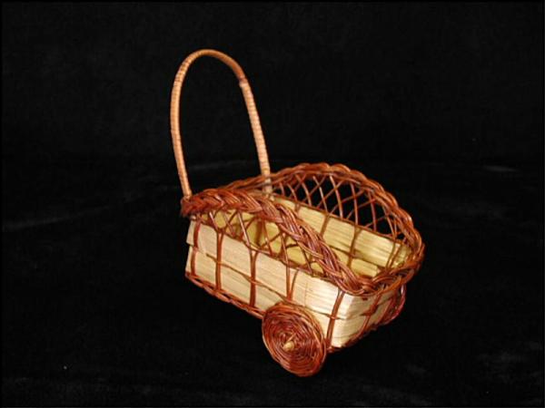 Rattan Cart, 7 Inch (Lot Of 6)  |   Wicker Abaca & Wicker Wicker